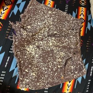 Wrangler Brown and Cream Frayed Jean Shorts